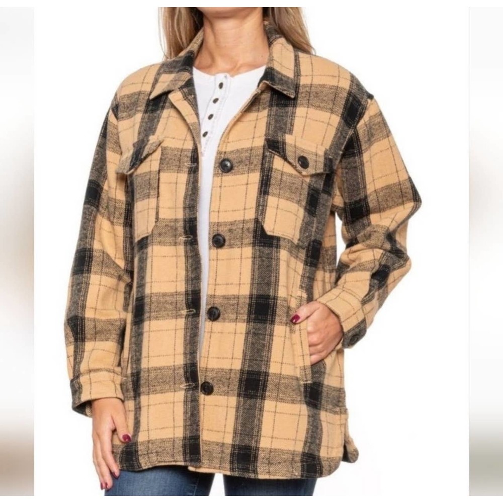NWT Lucky Brand Oversized Plaid Shacket Size Medium